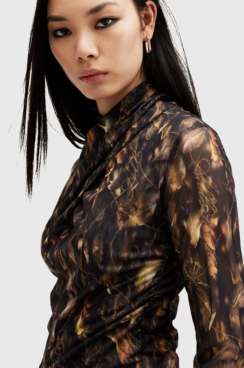 Блузка AllSaints TIA MESH TOP жіноча колір чорний візерунок W126JB