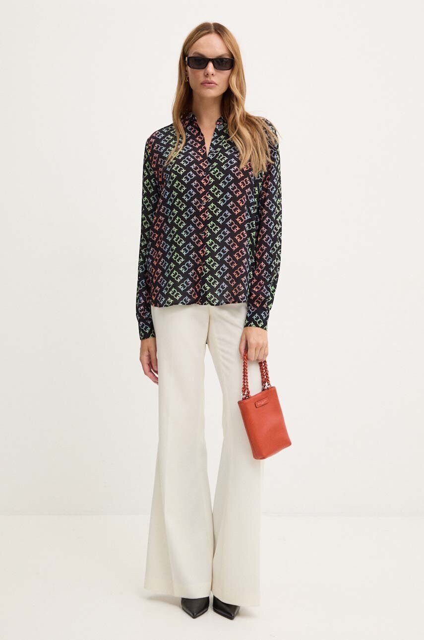 Сорочка Pinko жіноча колір чорний regular класичний комір 104011 A23B