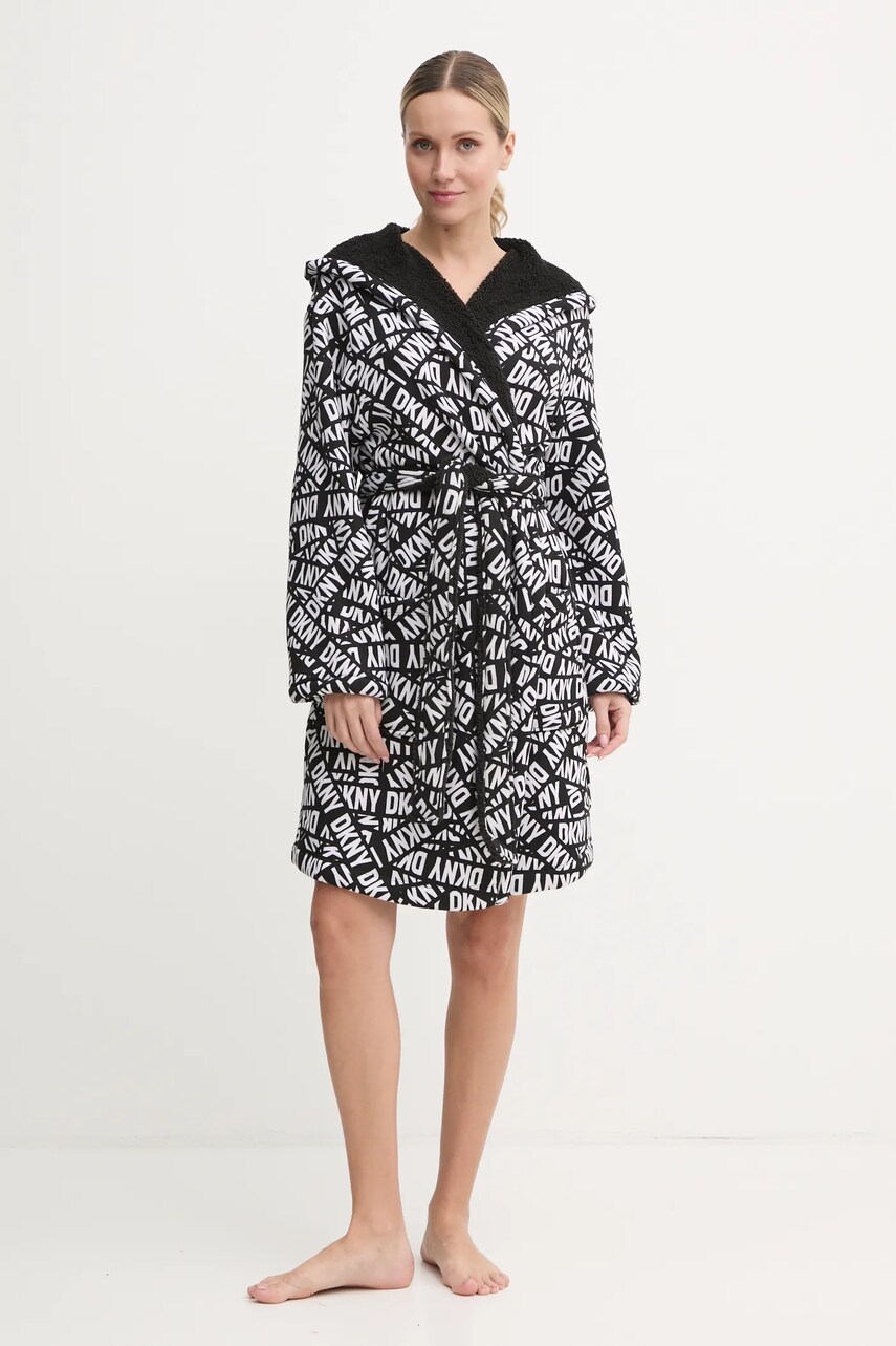 Халат Dkny колір чорний YI30027