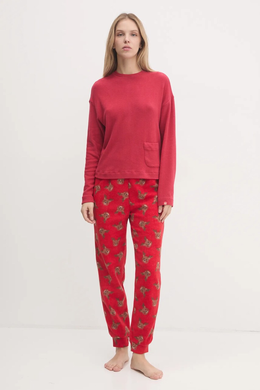 Піжамний лонгслів United Colors of Benetton колір червоний 3Q413M06F