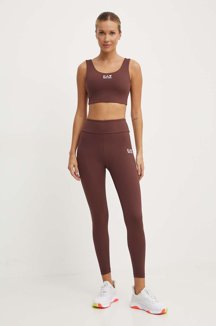 Спортивний бюстгальтер EA7 Emporio Armani колір коричневий однотонний TJKLZ.6DTH58