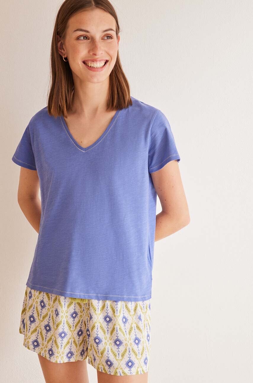 Бавовняна піжамна футболка women'secret MIX AND MATCH CALA з бавовни 3278389