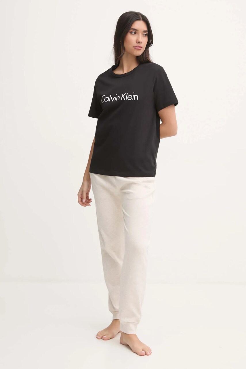 Піжамні штани Calvin Klein Underwear жіночі колір бежевий 000QS7271E