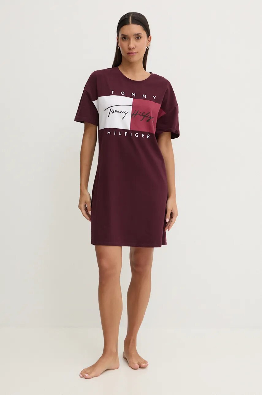 Піжамна футболка Tommy Hilfiger колір бордовий UW0UW05631