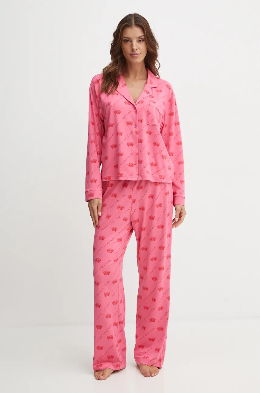 Піжамна сорочка Juicy Couture ESTELLE PYJAMA TOP жіноча колір рожевий JCLPT224503