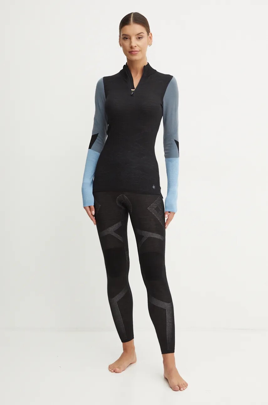 Функціональний лонгслів Smartwool Intraknit Thermal Merino Base Layer Colorblock колір чорний SW002837