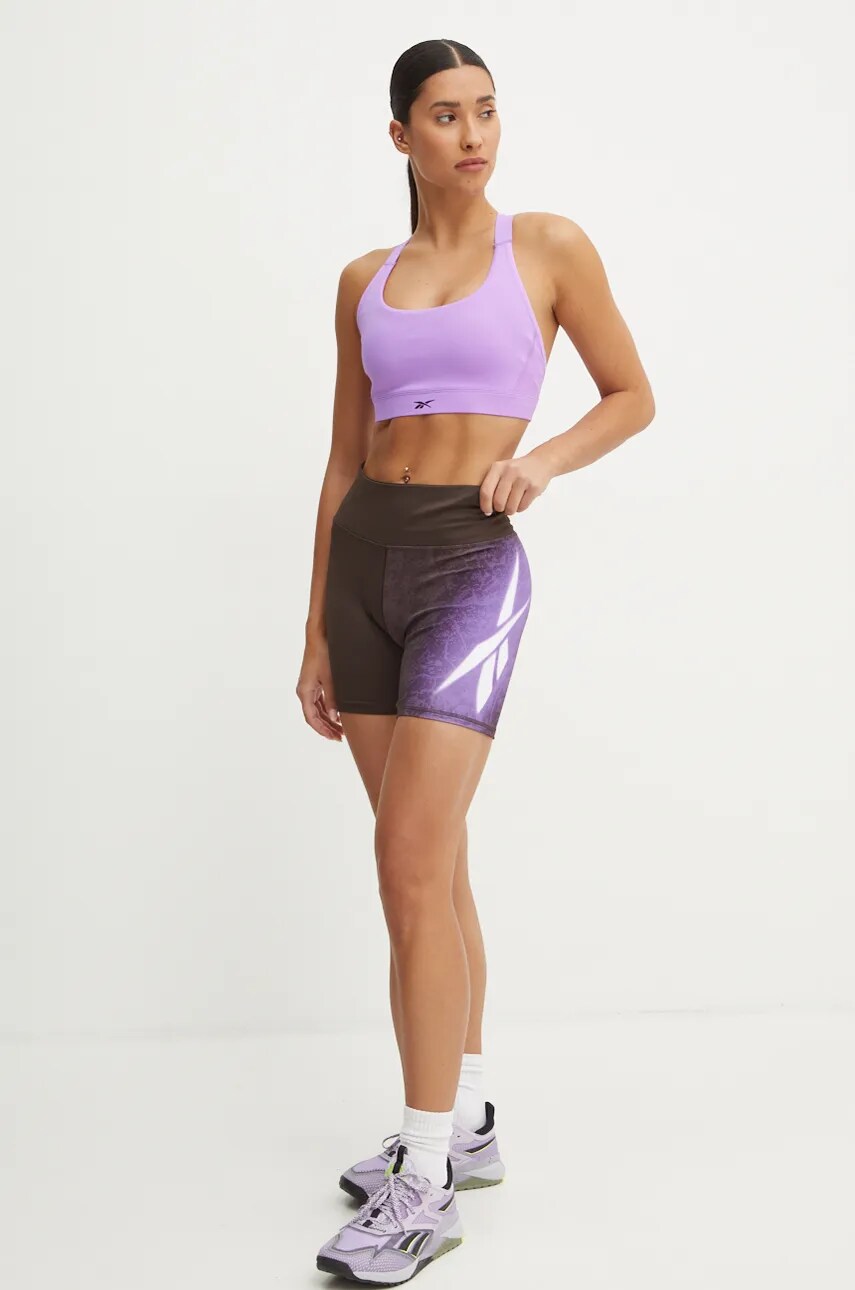 Спортивний бюстгальтер Reebok LUX Collection колір фіолетовий однотонний 100205596