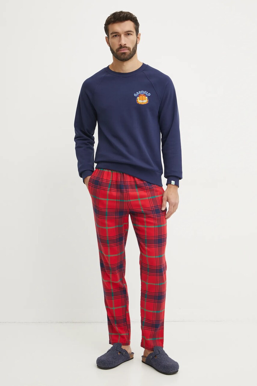 Кофта United Colors of Benetton x GARFIELD чоловіча колір синій з аплікацією 31NB4M01U