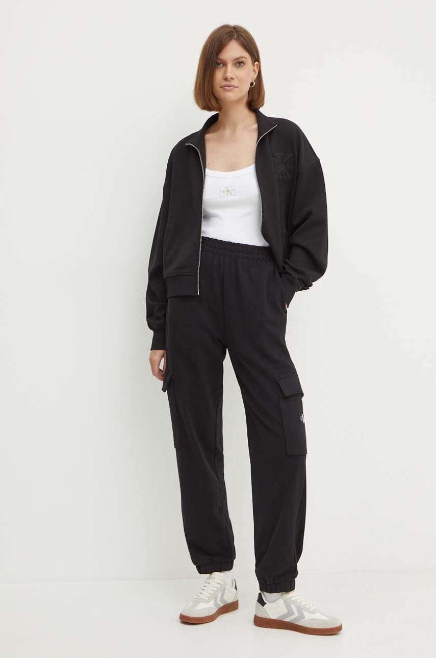 Кофта Calvin Klein Jeans жіноча колір чорний з аплікацією J20J223922