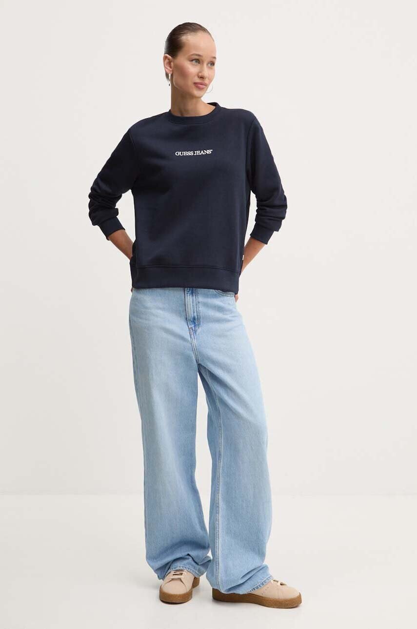 Кофта Guess Jeans жіноча колір синій з аплікацією W4YQ10 KC811