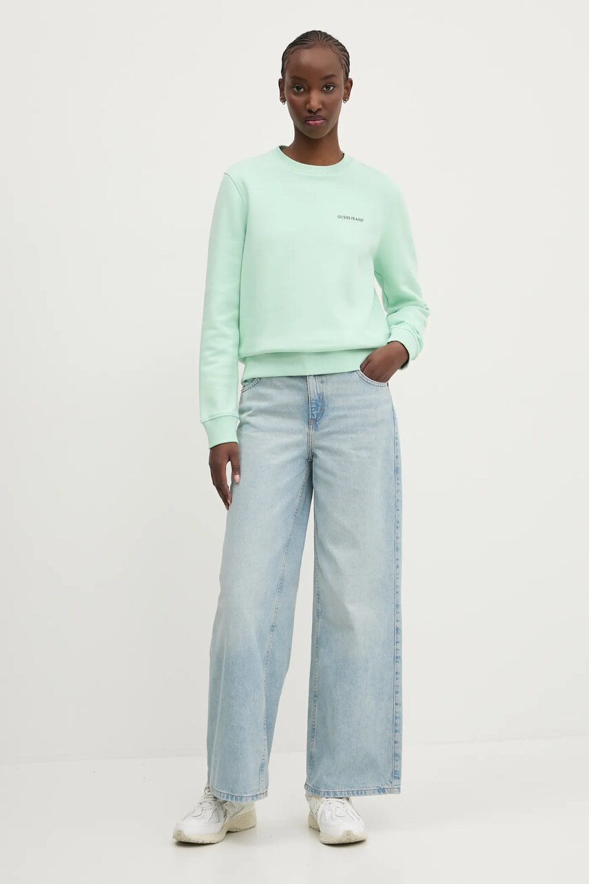 Кофта Guess Jeans жіноча колір зелений з принтом W4YQ07 KC811