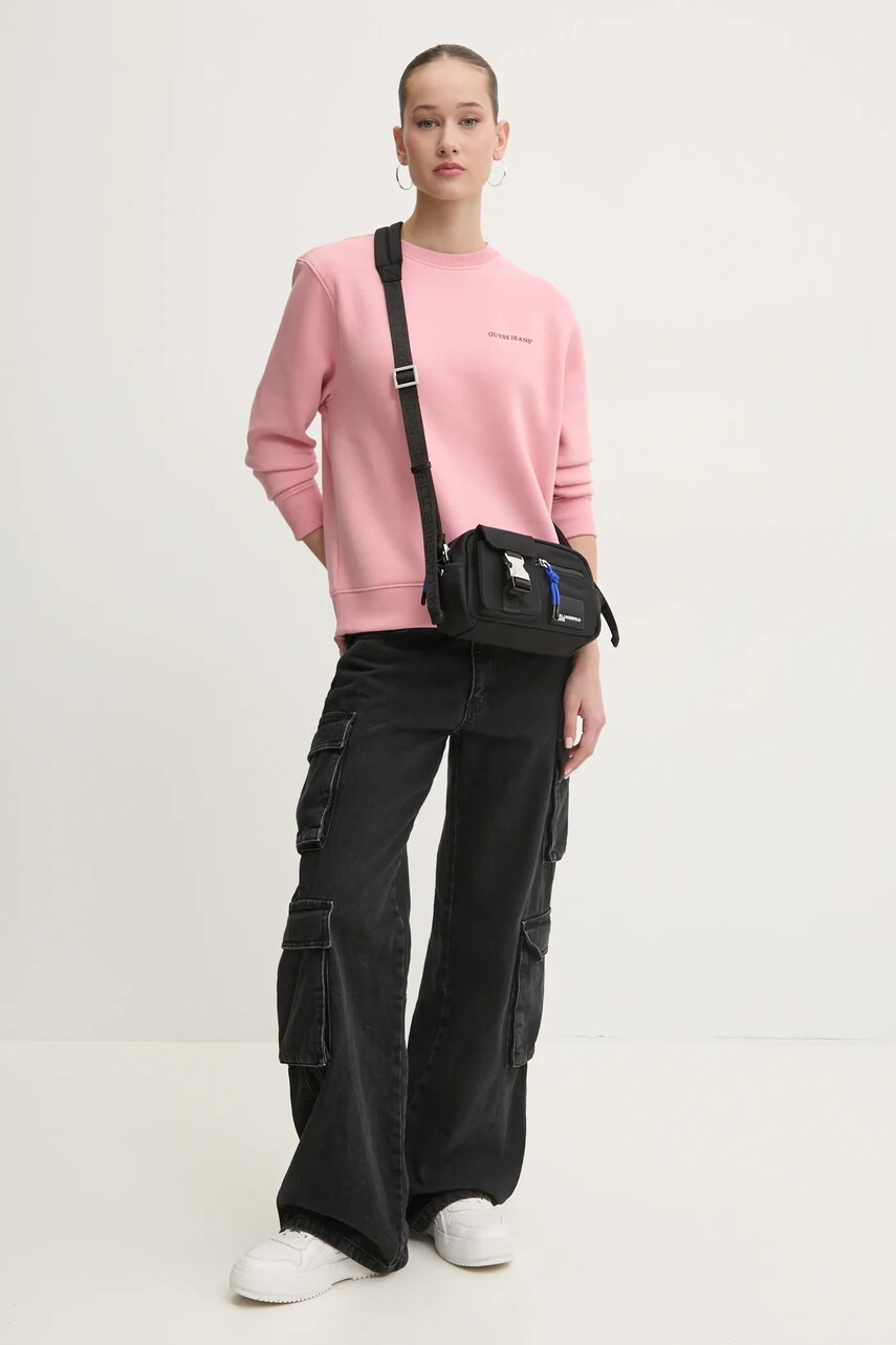 Кофта Guess Jeans жіноча колір рожевий з принтом W4YQ07 KC811