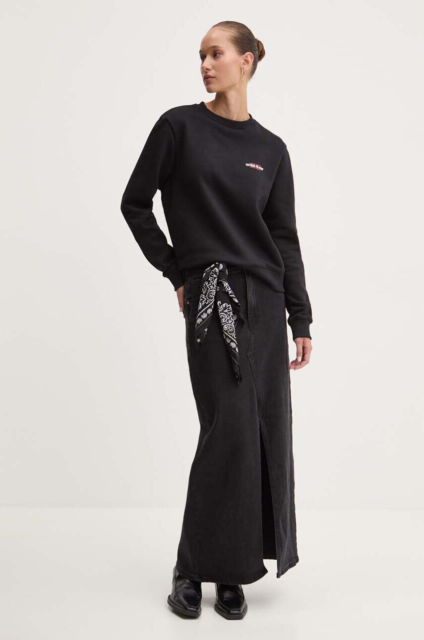 Кофта Guess Jeans жіноча колір чорний з принтом W4YQ07 KC811