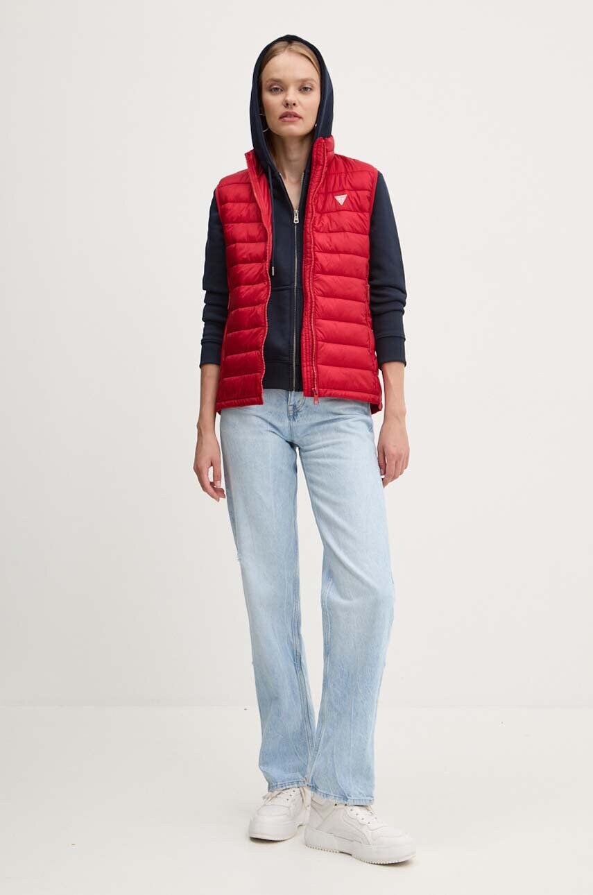 Кофта Guess Jeans жіноча колір синій з капюшоном з принтом W4YQ13 KC811