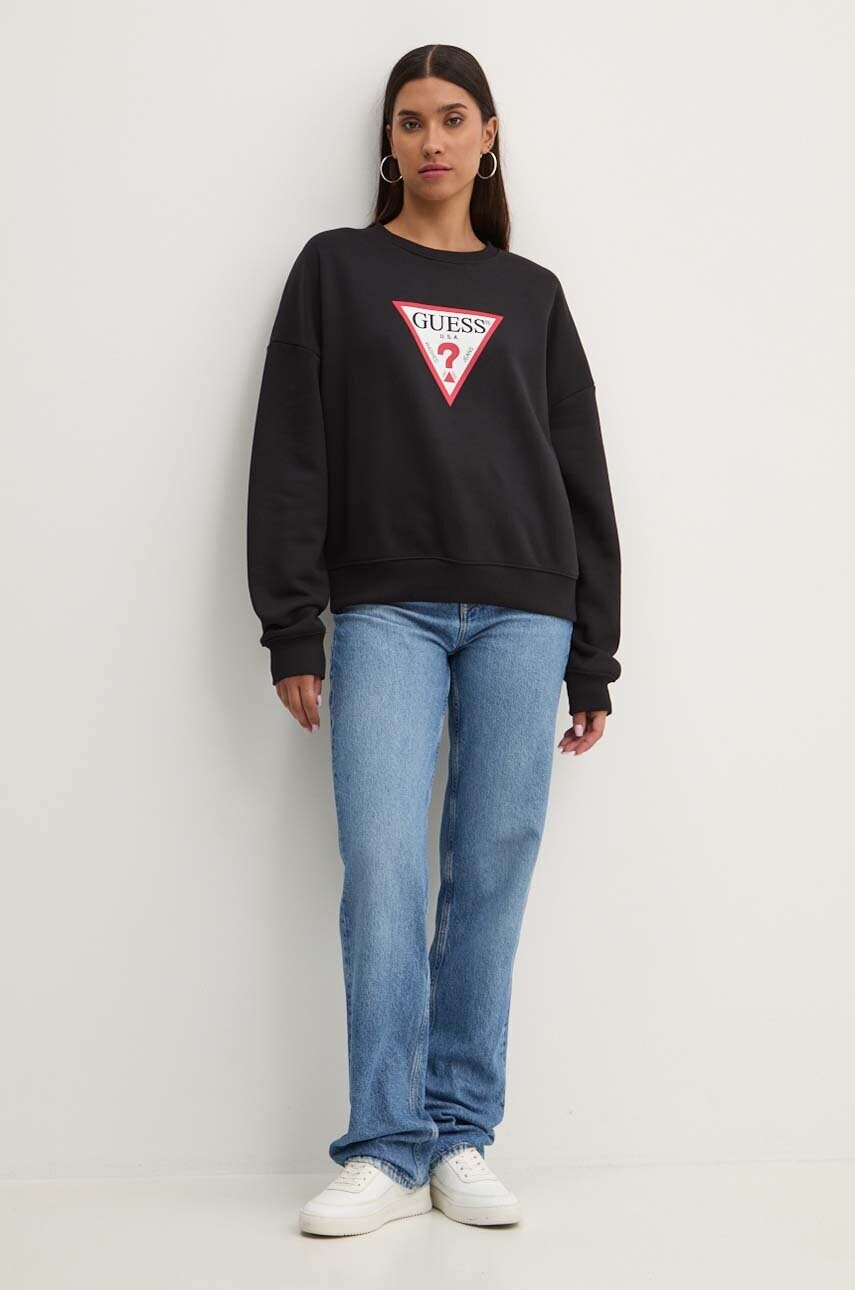 Кофта Guess Jeans жіноча колір чорний з принтом W4YQ00 KC811