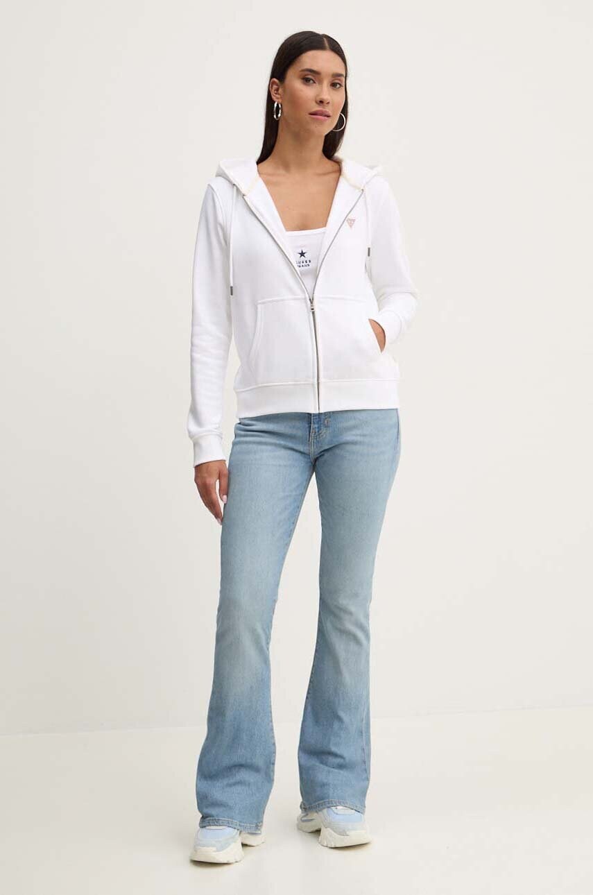 Кофта Guess Jeans жіноча колір білий з капюшоном однотонна W4YQ03 KC811
