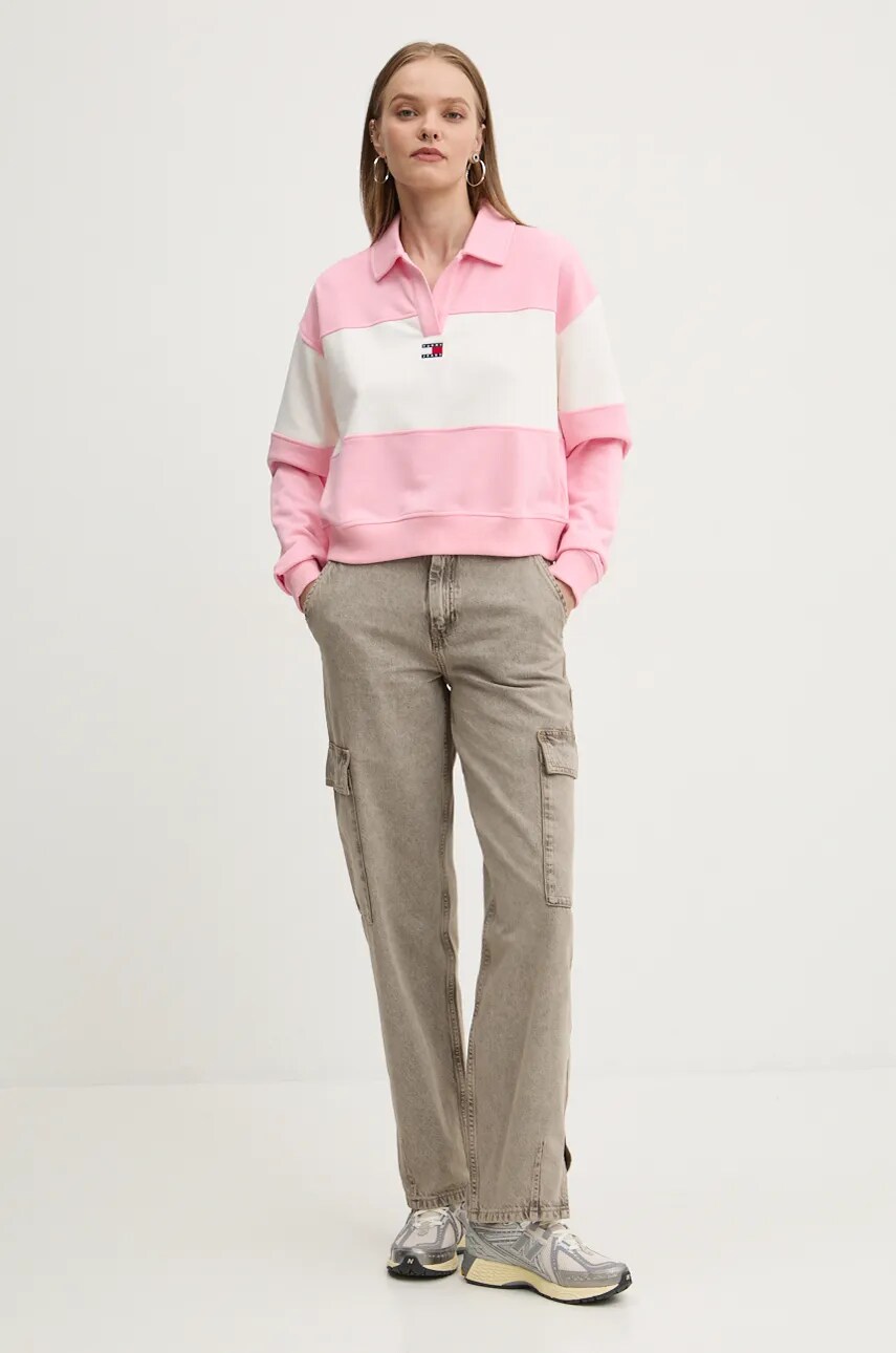 Кофта Tommy Jeans жіноча колір рожевий візерунок DW0DW18705