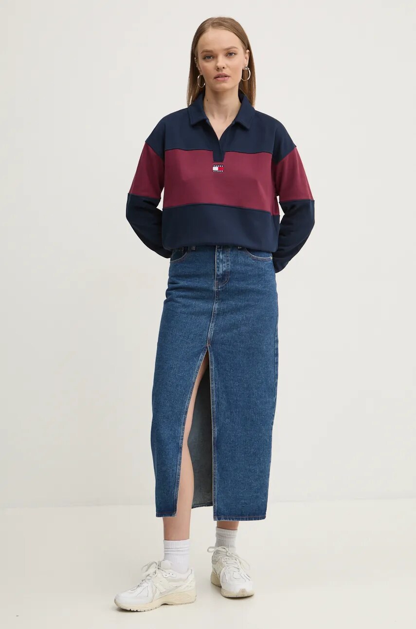Кофта Tommy Jeans жіноча колір бордовий візерунок DW0DW18705