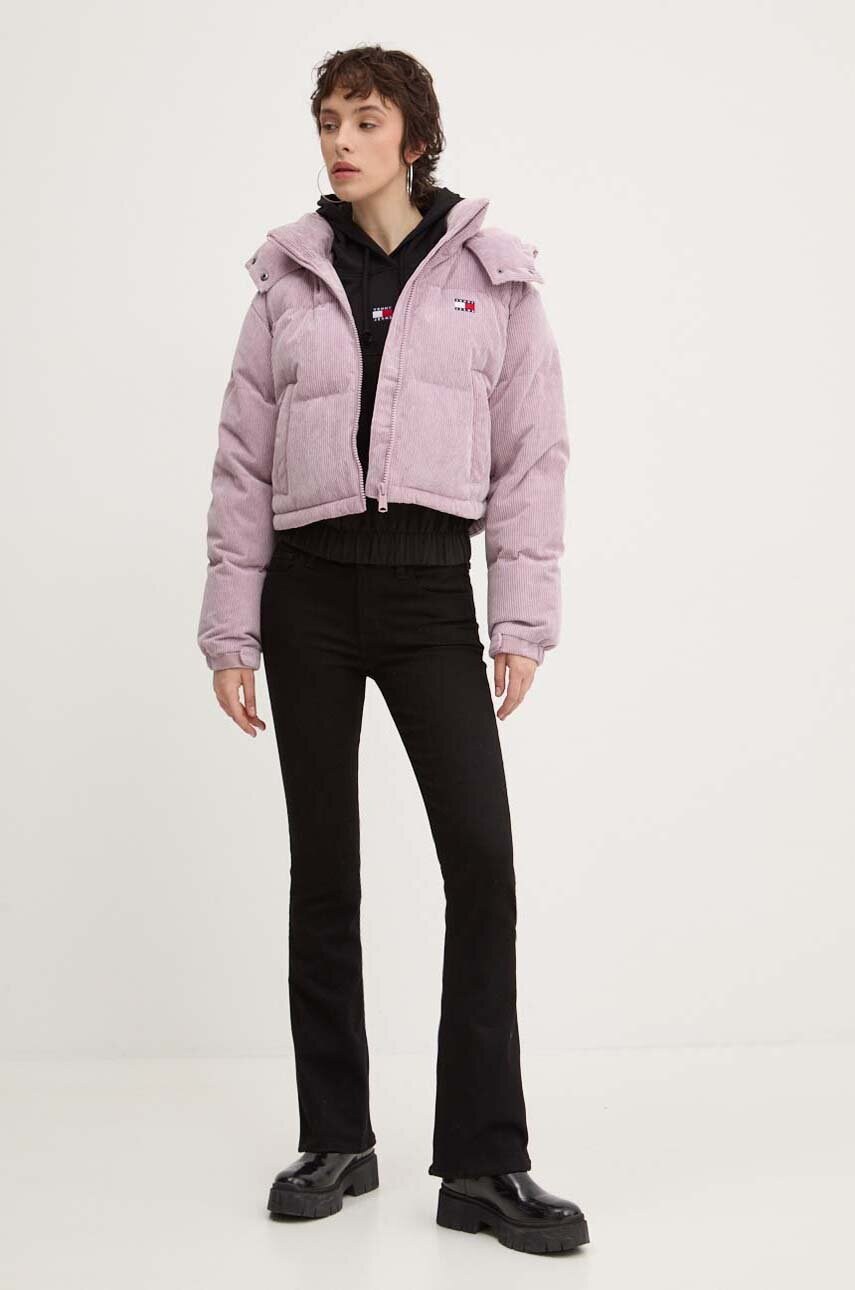 Кофта Tommy Jeans жіноча колір чорний з капюшоном однотонна DW0DW18668