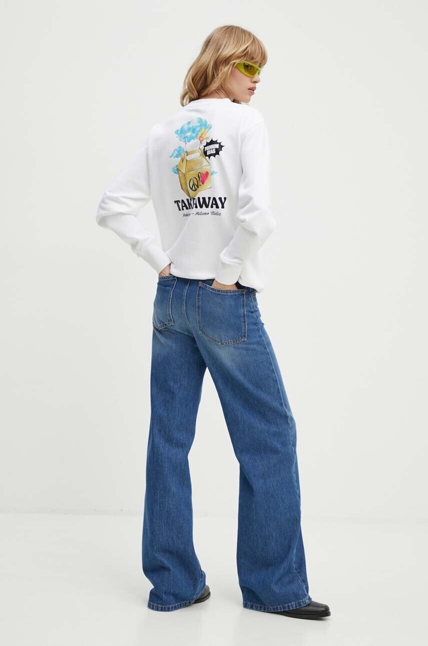 Бавовняна кофта Moschino Jeans жіноча колір білий з принтом 1706.8233