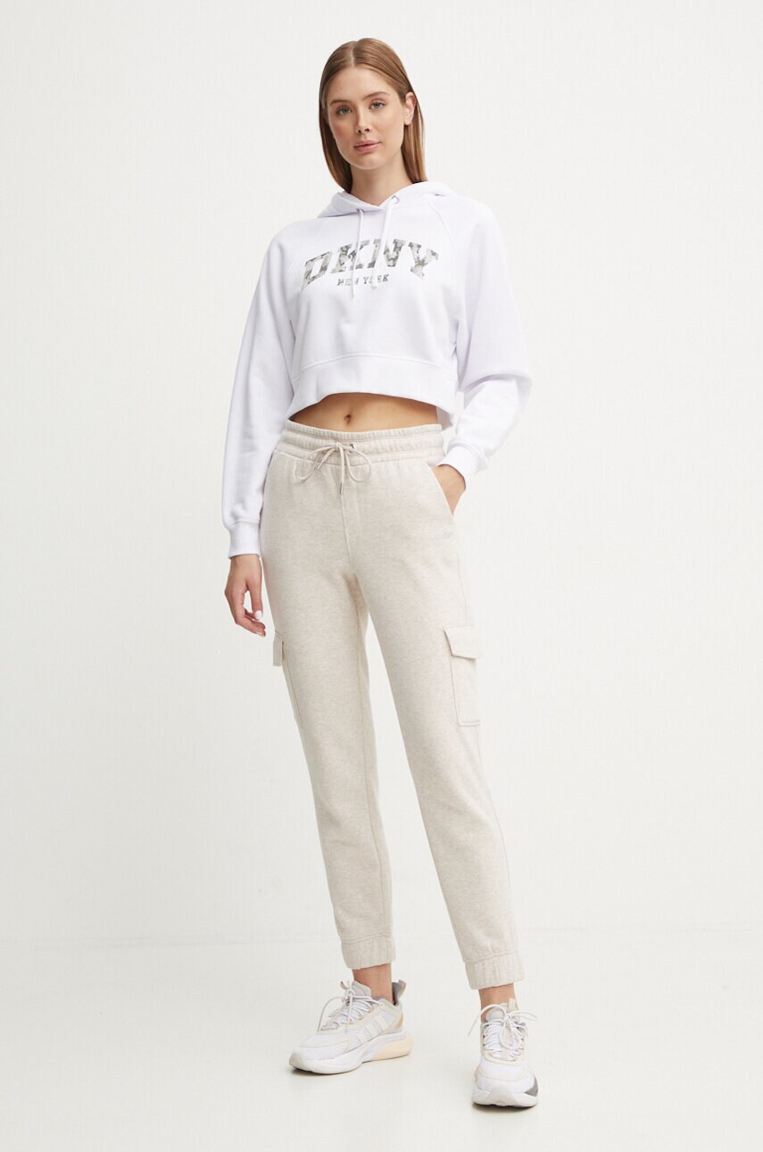 Кофта Dkny жіноча колір білий з капюшоном з принтом DP4T9938
