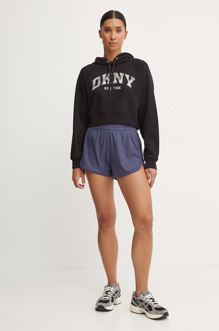 Кофта Dkny жіноча колір чорний з капюшоном з принтом DP4T9938