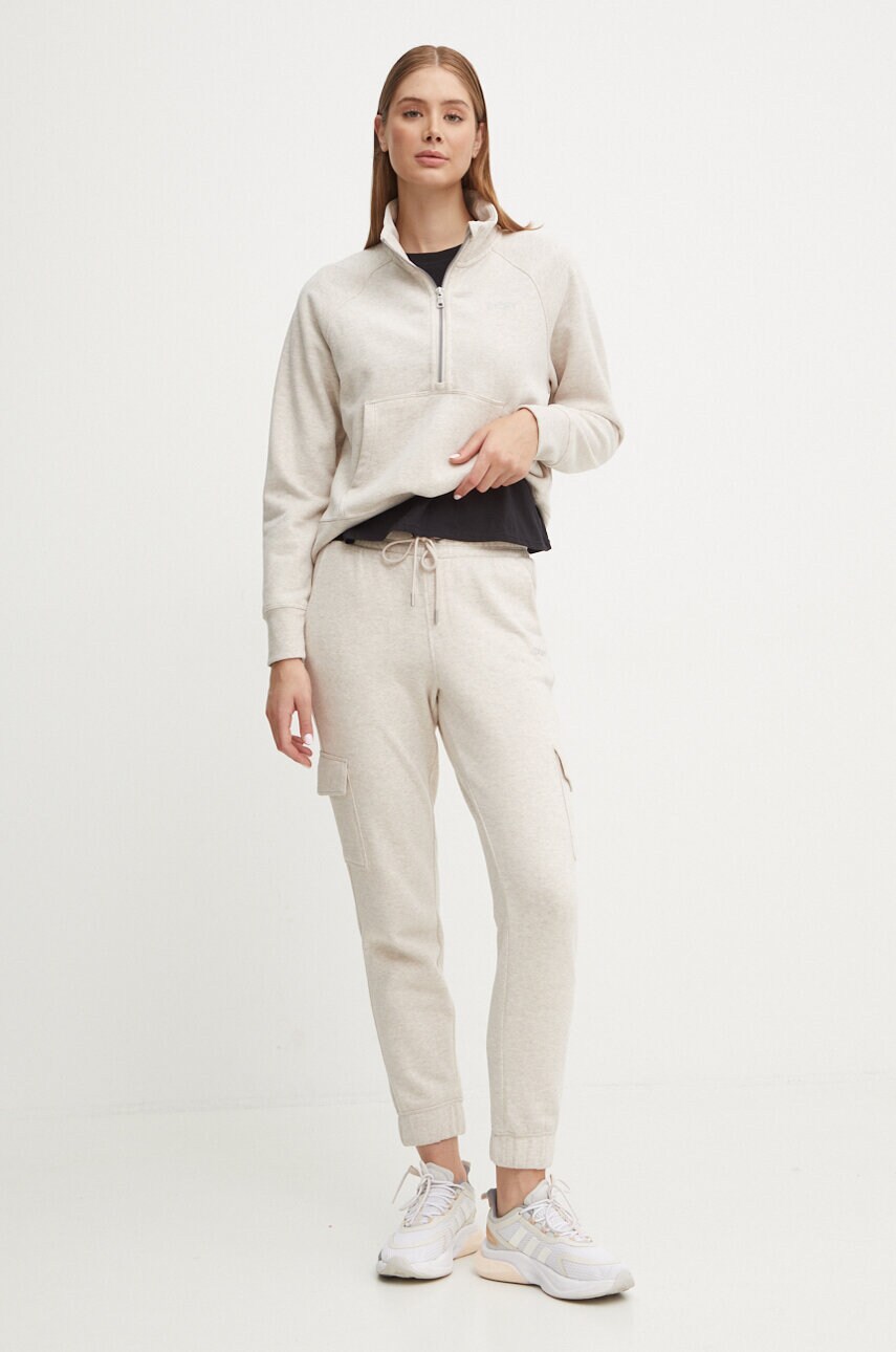 Кофта Dkny жіноча колір бежевий з капюшоном з аплікацією DP4T9993