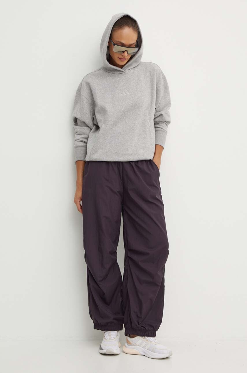 Кофта adidas All SZN жіноча колір сірий з капюшоном з аплікацією IY6760