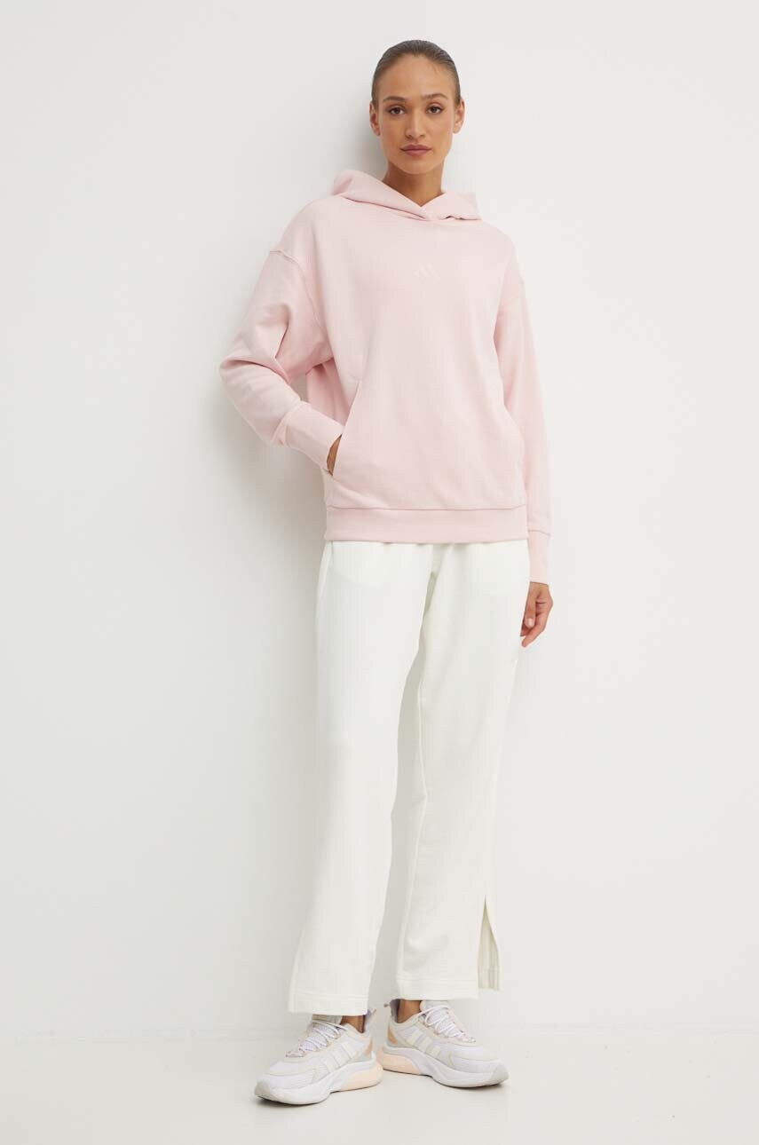 Бавовняна кофта adidas All SZN жіноча колір рожевий з капюшоном однотонна IY6812