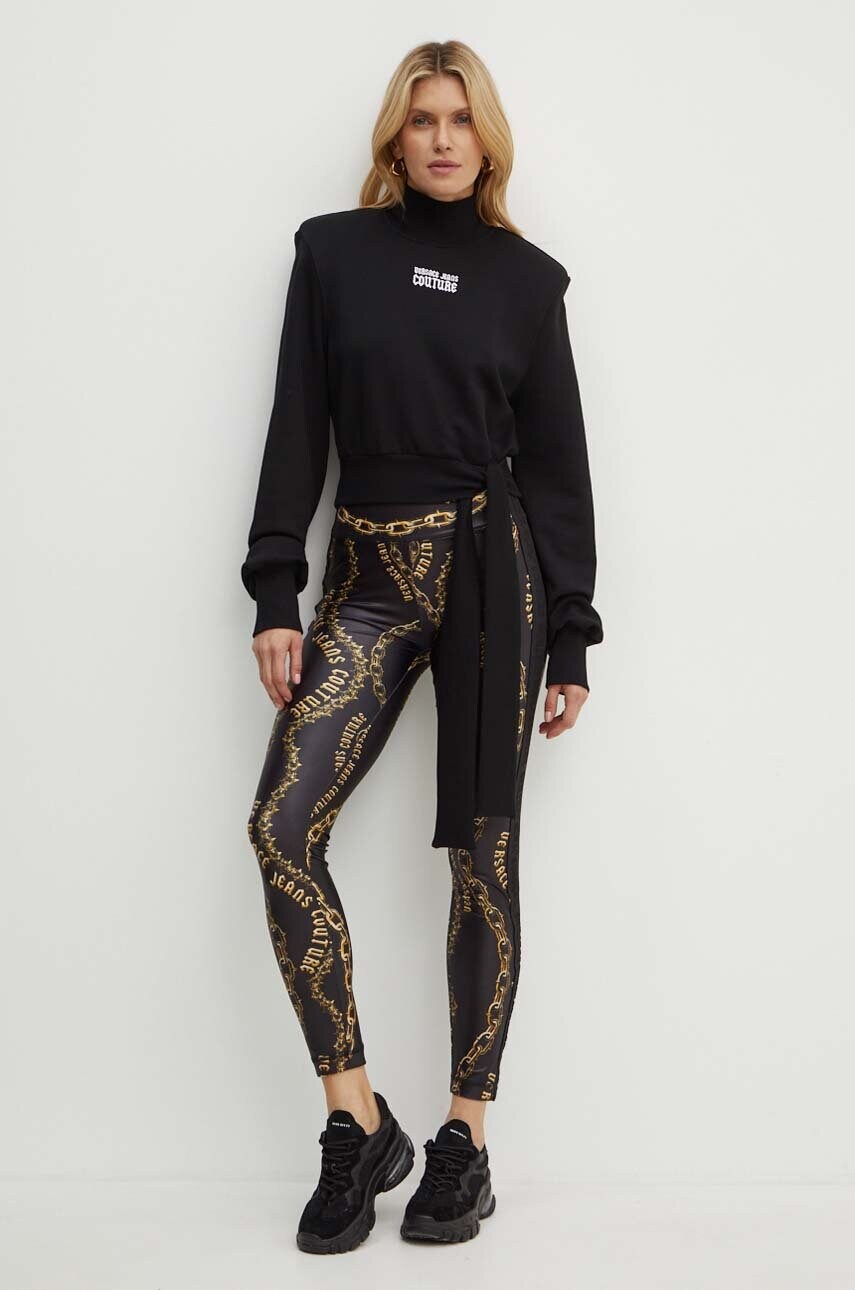 Бавовняна кофта Versace Jeans Couture жіноча колір чорний з аплікацією 77HAI311 F0010