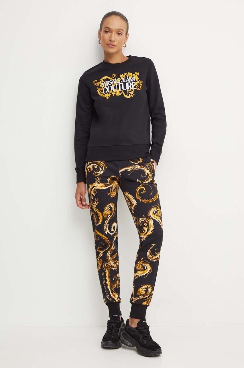 Бавовняна кофта Versace Jeans Couture жіноча колір чорний з принтом 77HAIE05 CF00E