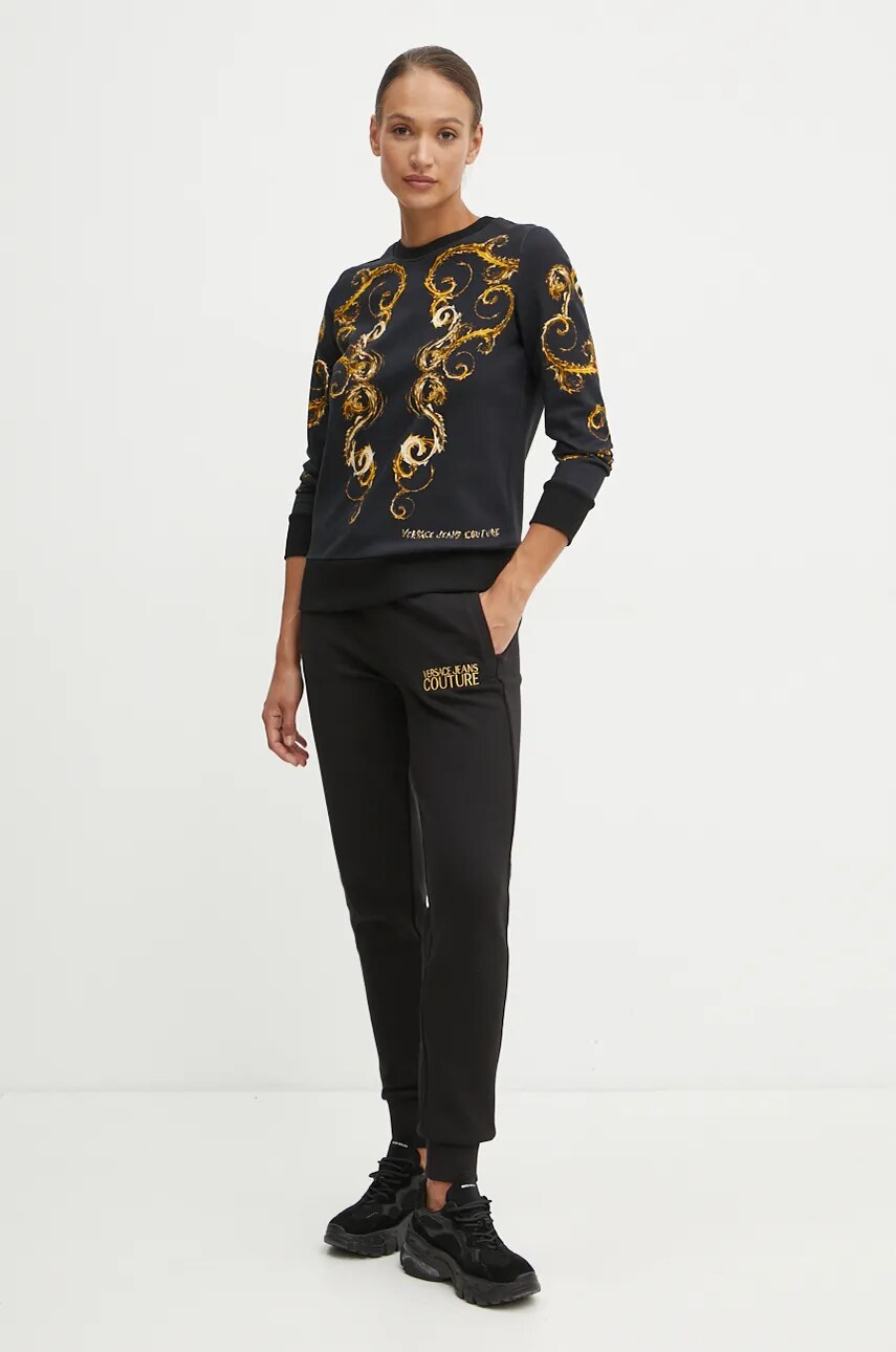 Бавовняна кофта Versace Jeans Couture жіноча колір чорний візерунок 77HAI3P9 FS178