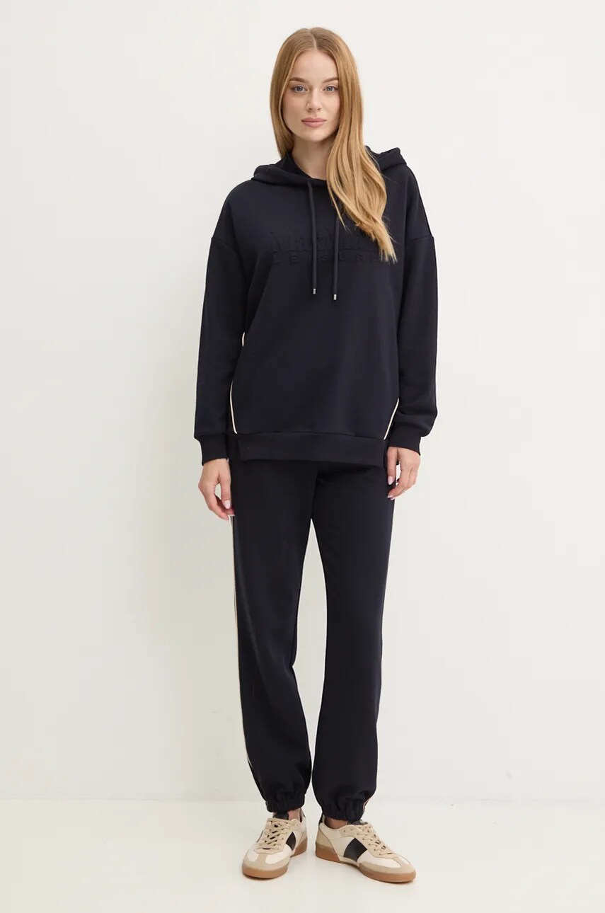 Кофта Max Mara Leisure жіноча колір синій з капюшоном з аплікацією 2426926038600