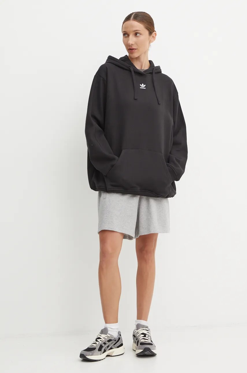 Кофта adidas Originals жіноча колір чорний з капюшоном однотонна IY7344