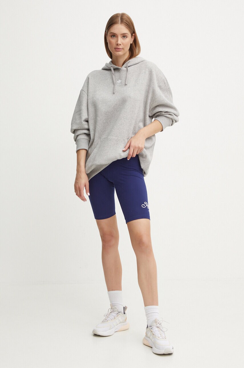 Кофта adidas Originals жіноча колір сірий з капюшоном меланж IY7345