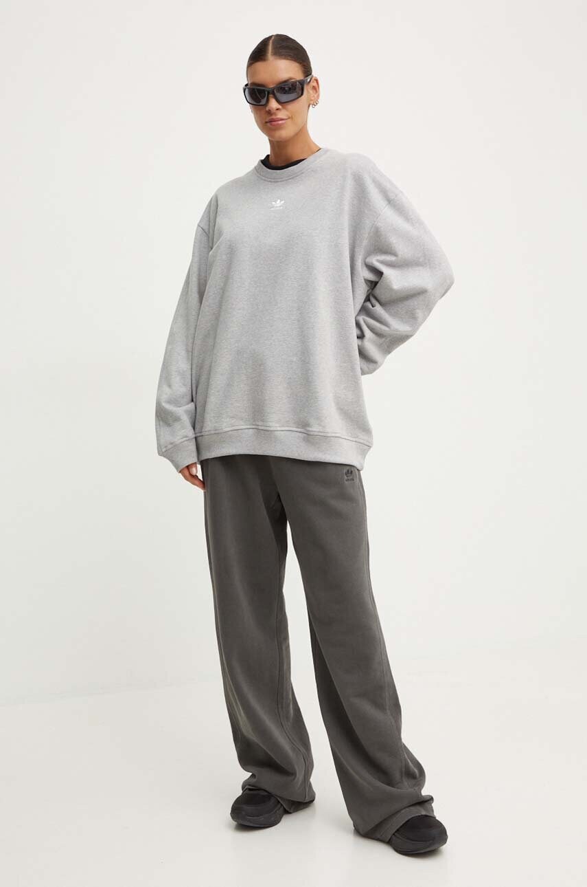 Бавовняна кофта adidas Originals жіноча колір сірий меланж IY9628