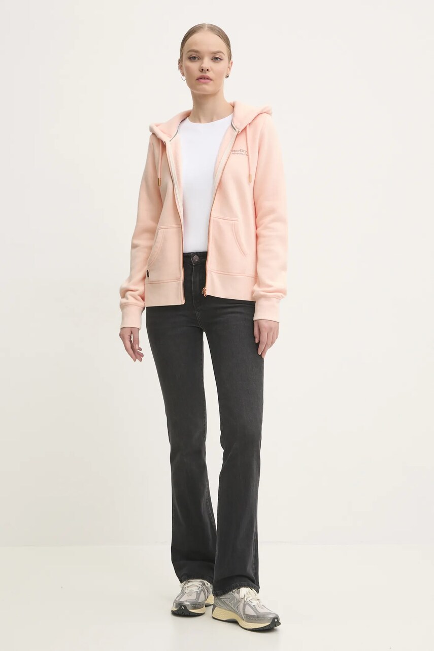 Кофта Superdry жіноча колір рожевий з капюшоном однотонна W2012047A-YU4