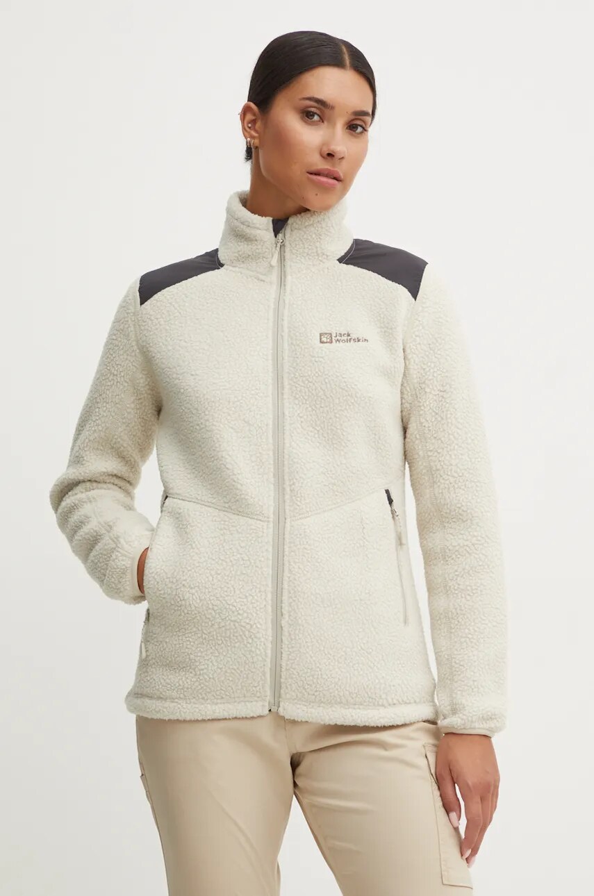 Спортивна кофта Jack Wolfskin Kammweg колір бежевий однотонна 1711281