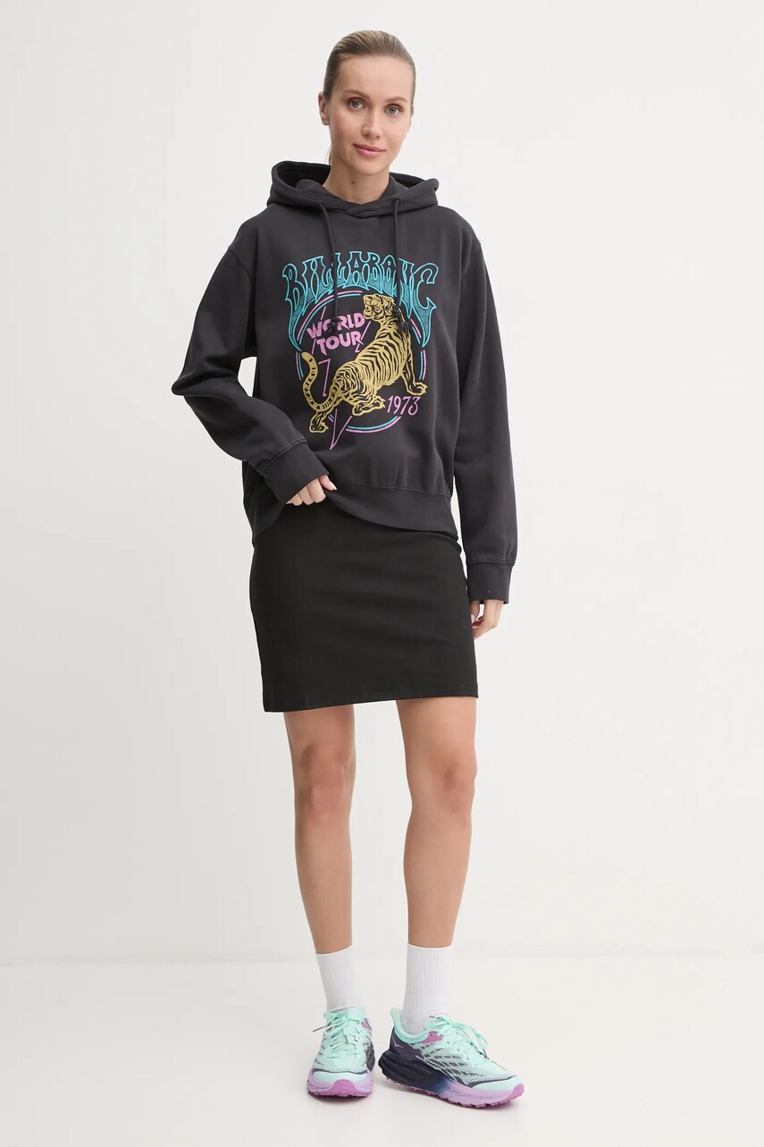 Кофта Billabong Tiger Tour жіноча колір чорний з капюшоном з принтом EBJSF00157