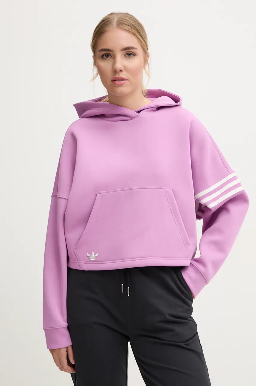 Кофта adidas Originals Neuclassicscl Hoodie жіноча колір фіолетовий з капюшоном з аплікацією IW5614