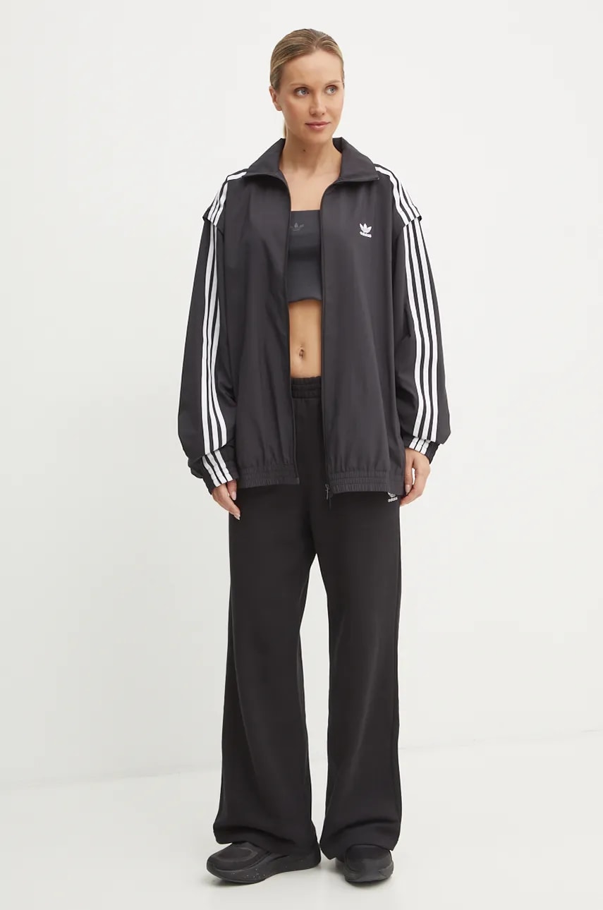 Кофта adidas Originals Oversized Zip Off Tracktop жіноча колір чорний  JM9251