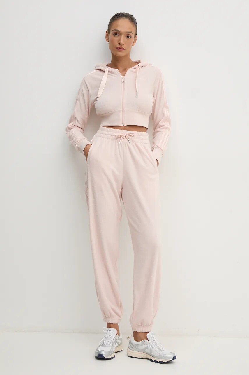 Кофта adidas Originals Femme Galore Short Fulzip Hoodie жіноча колір рожевий з капюшоном з аплікацією JN3005