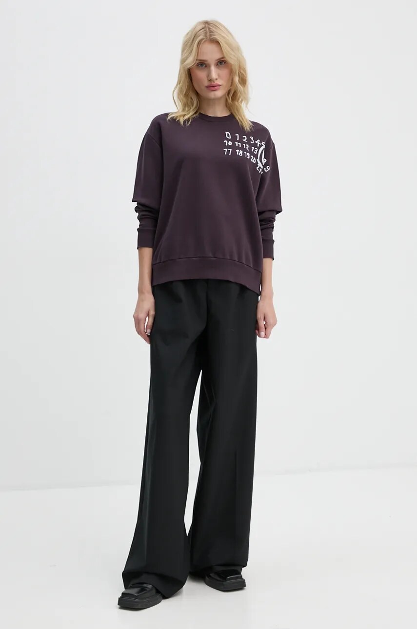 Бавовняна кофта MM6 Maison Margiela жіноча колір фіолетовий з принтом S62GU0132.M25004
