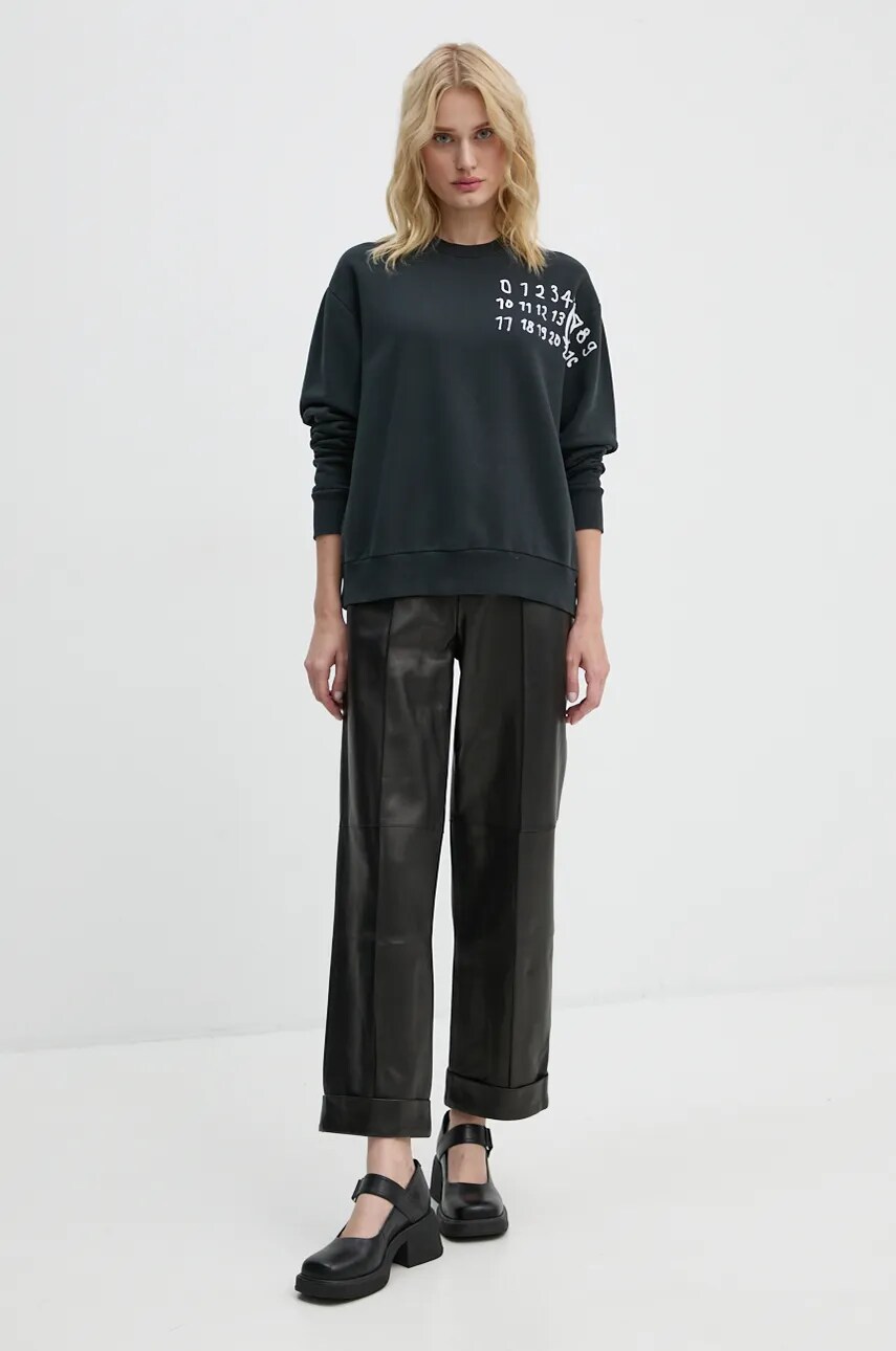 Бавовняна кофта MM6 Maison Margiela жіноча колір чорний з принтом S62GU0132.M25004