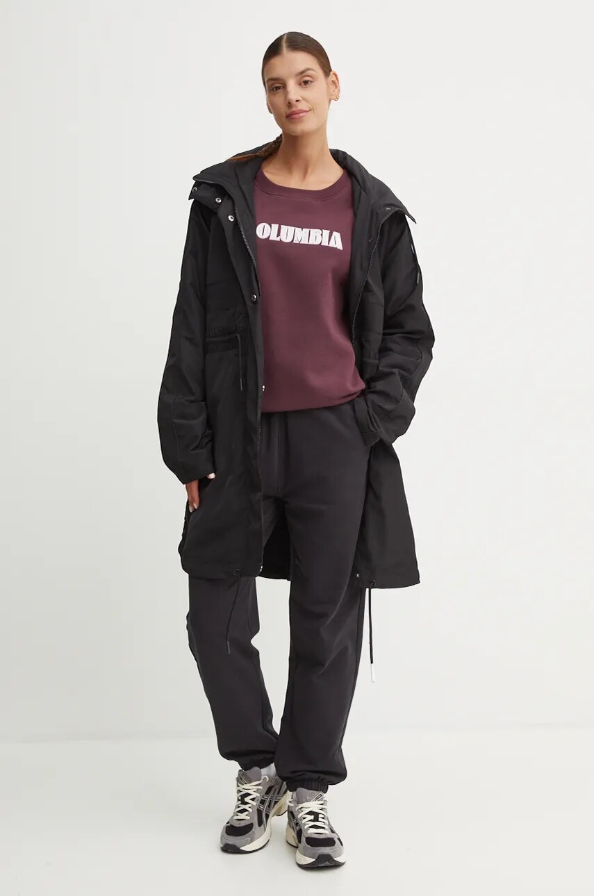 Кофта Columbia Meridian Creek Crew жіноча колір бордовий з аплікацією 2086051