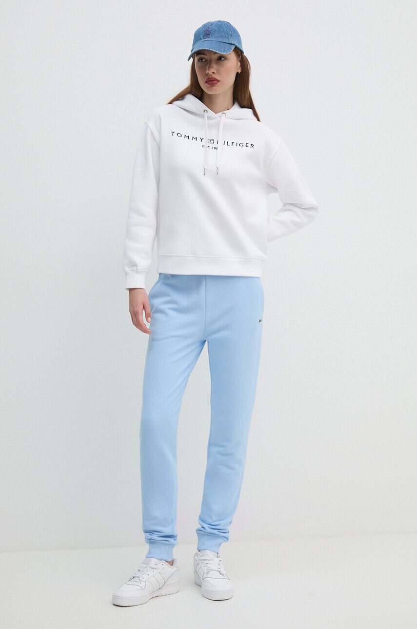 Кофта Tommy Hilfiger жіноча колір білий з капюшоном з аплікацією WW0WW43598