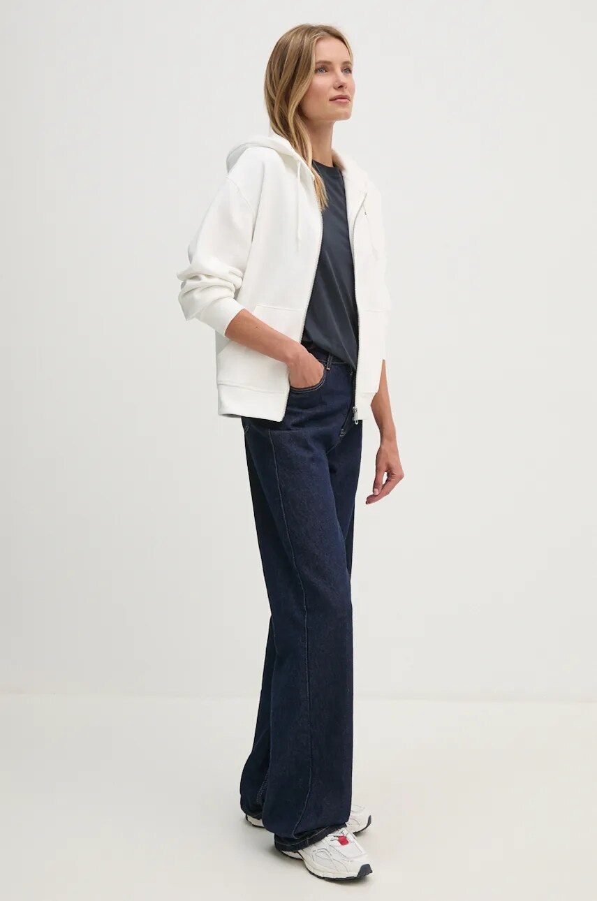 Кофта Tommy Hilfiger жіноча колір білий з капюшоном однотонна WW0WW44166
