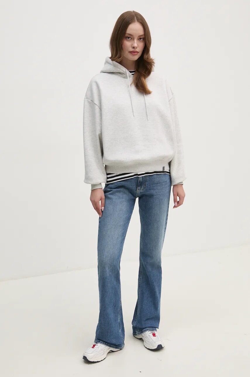 Кофта Calvin Klein Jeans жіноча колір сірий з капюшоном однотонна J20J224658