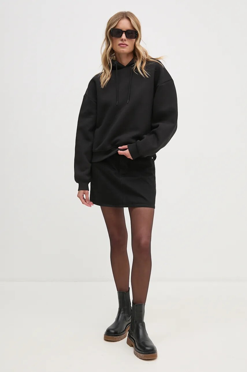 Кофта Calvin Klein Jeans жіноча колір чорний з капюшоном однотонна J20J224658
