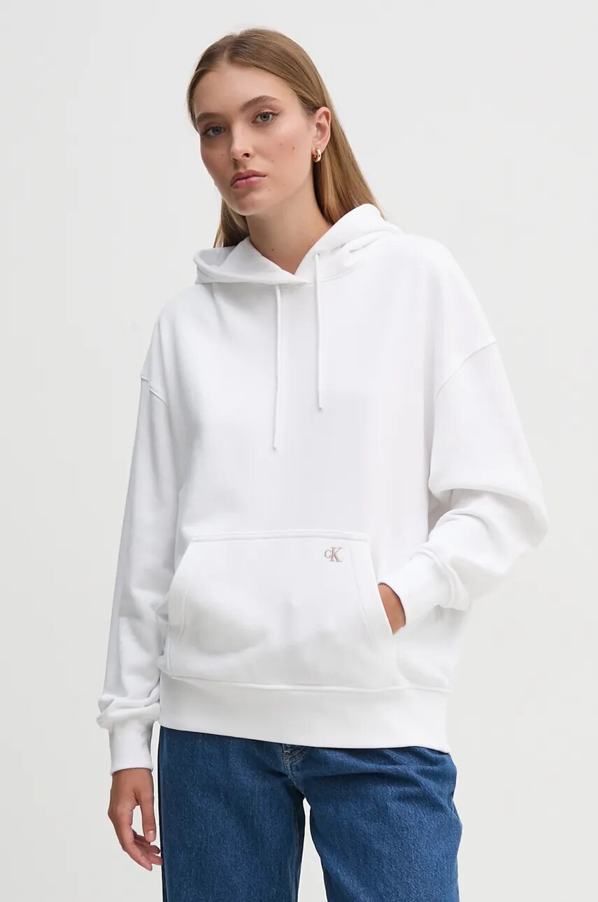 Кофта Calvin Klein Jeans жіноча колір білий з капюшоном з принтом J20J224178